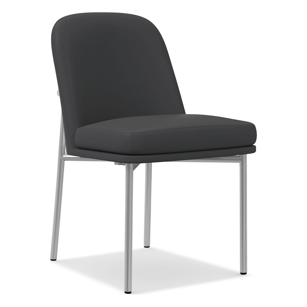 Jack Metal Frame Dining Chair, Sierra Leather, Gray, Chrome - Image 0