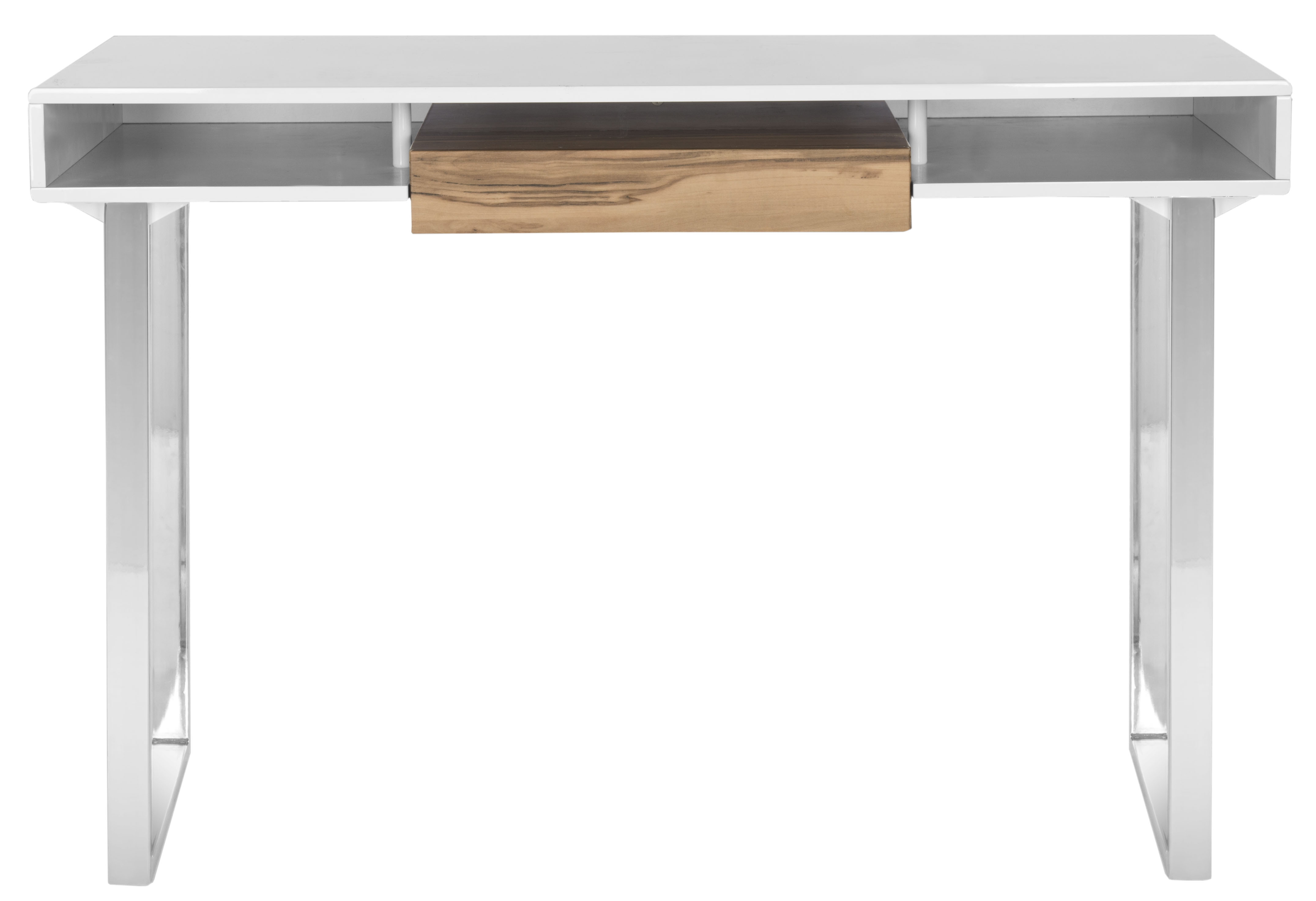 Metropolitan Computer Desk - Natural/White/Chrome - Safavieh - Image 0