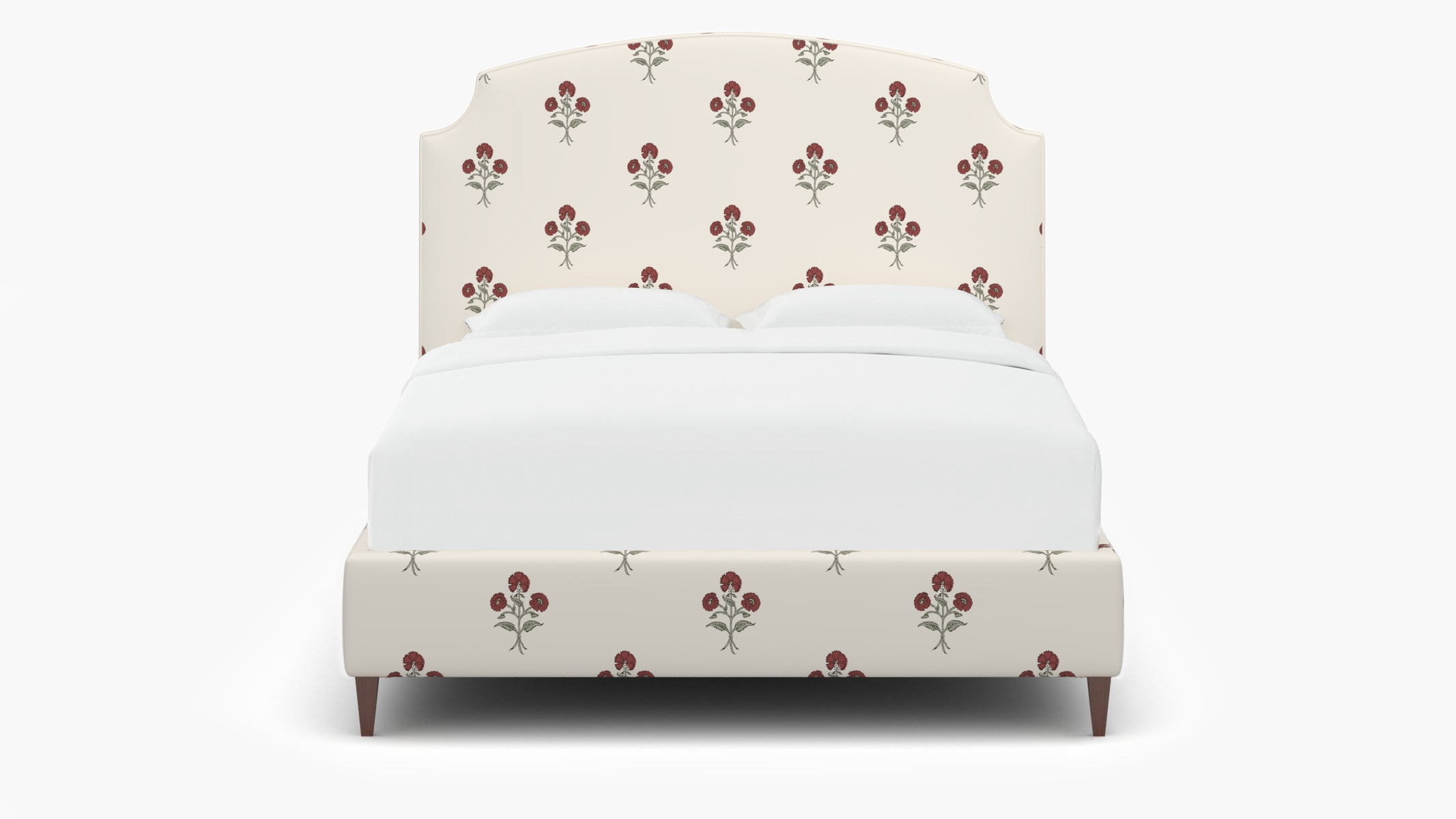 Cove Bed, Red Delphine, Walnut Square Tapered Leg, Full - Image 0