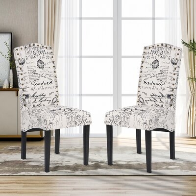 Dining Chair Pu Chair With Solid Wood Legs Set Of 2 (White) - Image 0