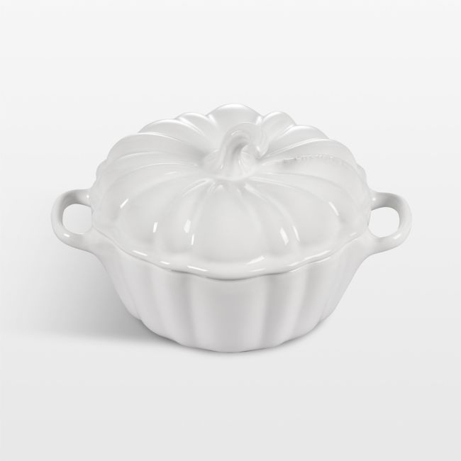 Le Creuset ® 12-oz. White Figural Pumpkin Petite Cocotte - Image 0