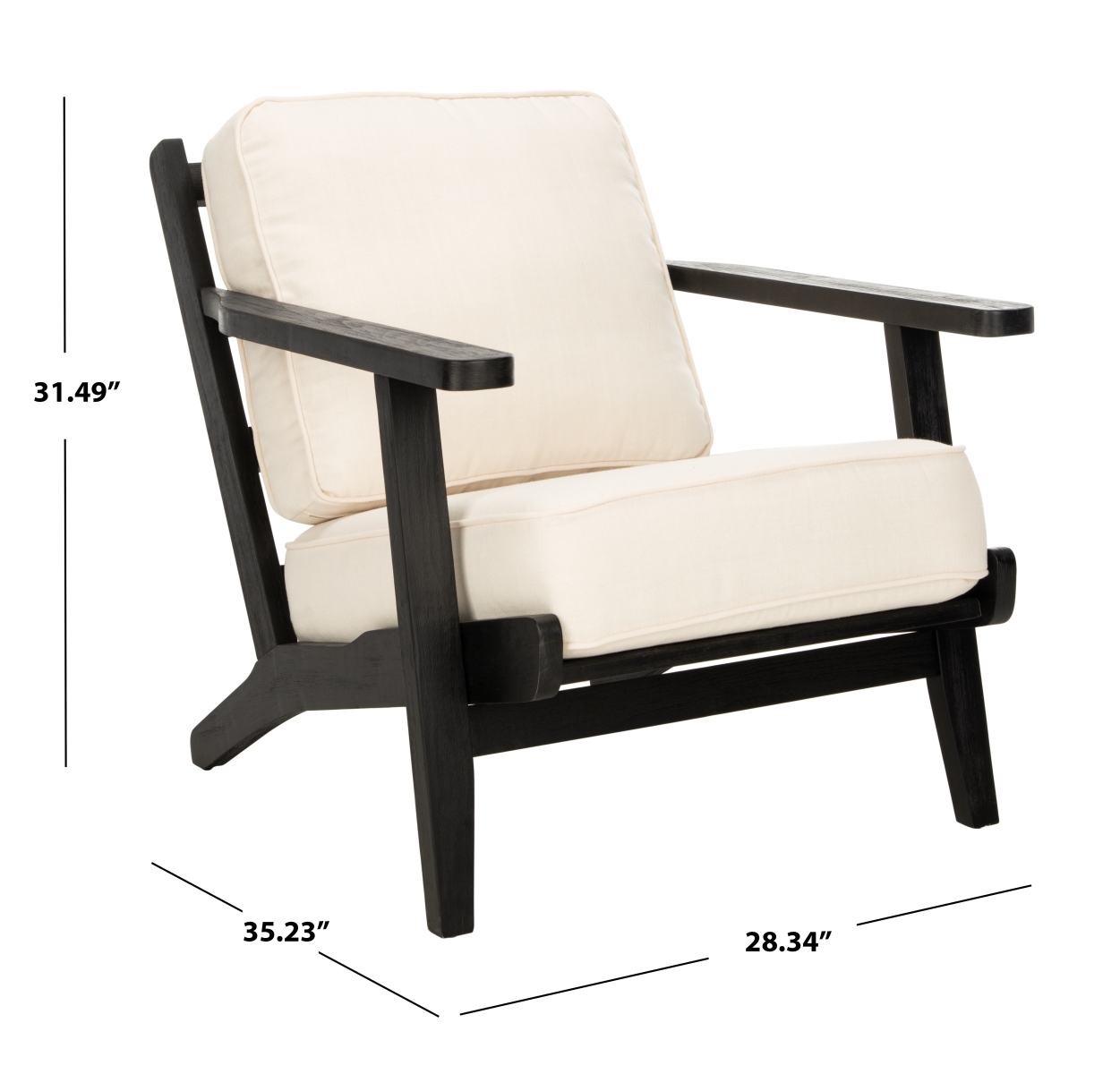 Nico Mid Century Accent Chair - Bone / Black - Safavieh - Image 9