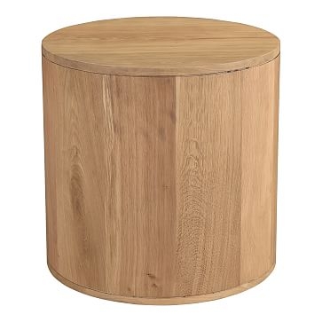 Modern Round Nightstand,Solid Oak, - Image 3