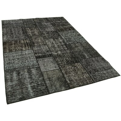 One-of-a-Kind Graelynn Hand-Knotted 1980s 5'7" x 7'11" Wool Area Rug in Black/Gray - Image 0