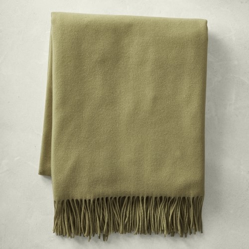 Solid Cashmere Throw, 50" X 65", Chartreuse - Image 0