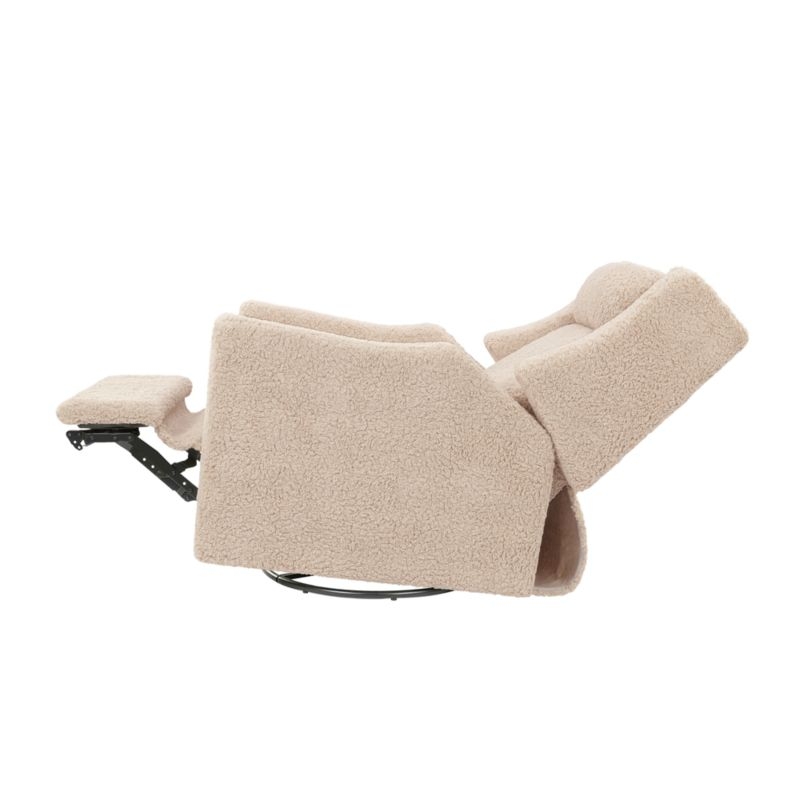 Babyletto Kiwi Deluxe Chai Shearling Nursery Electronic Swivel Glider Power Recliner with Heat Message - Image 11