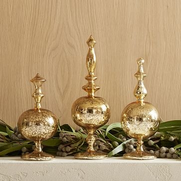 Glass Spire Objects, Gold, Set of 3 - Image 0