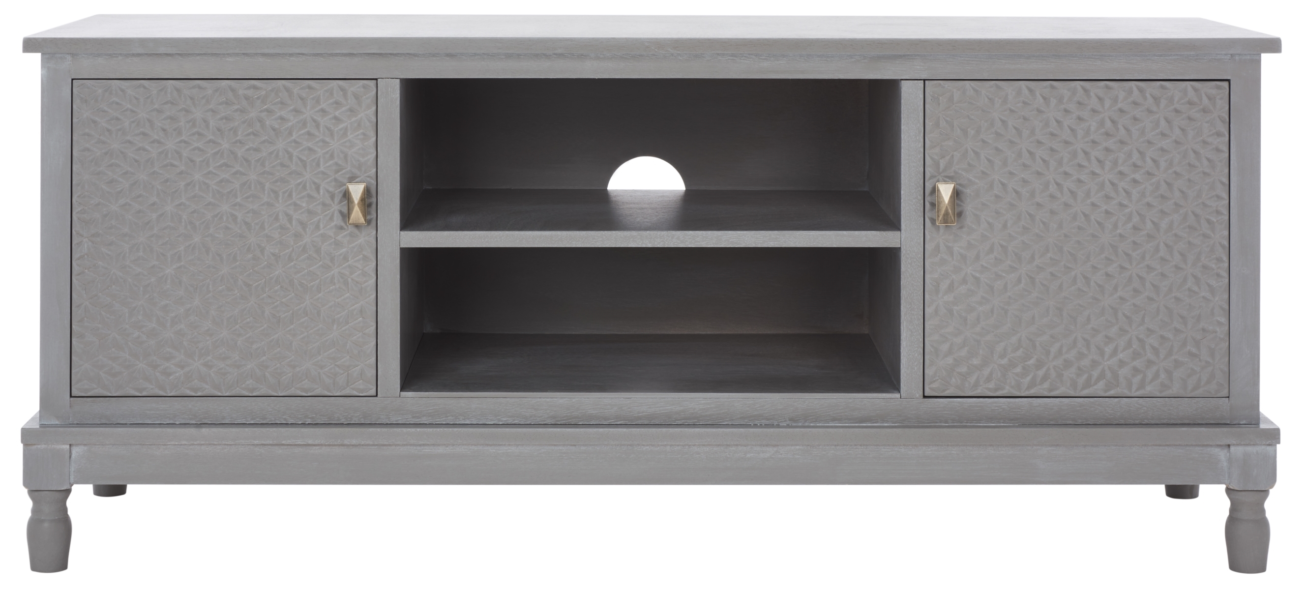 Halton 2 Door 1 Shelf Media Stand - White Wash Grey - Safavieh - Image 0