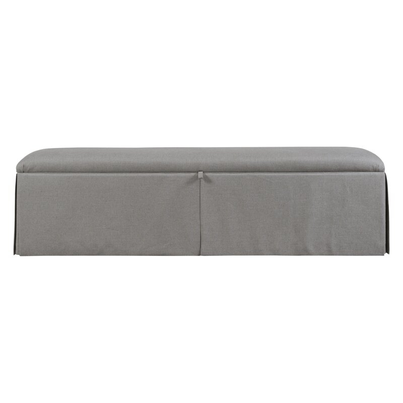 Duralee Furniture Ryan Storage Bench Body Fabric: Aubrey Midnight, Size: 21" H x 72" W x 18" D, Inside Color: Black - Image 0