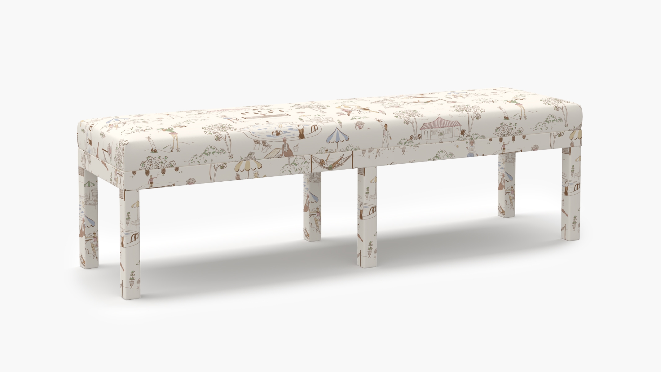 Parsons Bench, Multi Country Club Toile - Image 1