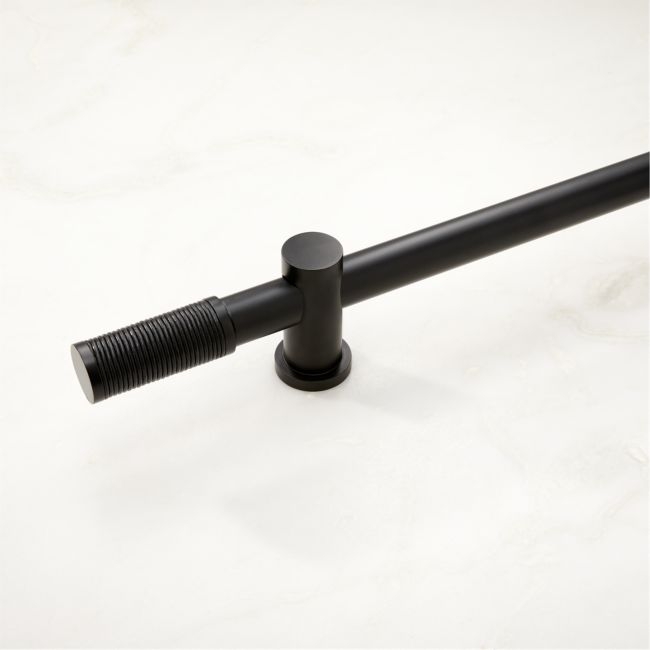 Silvio Black Curtain Rod with Black Leather Finial 88''x120''x1.25'' - Image 0
