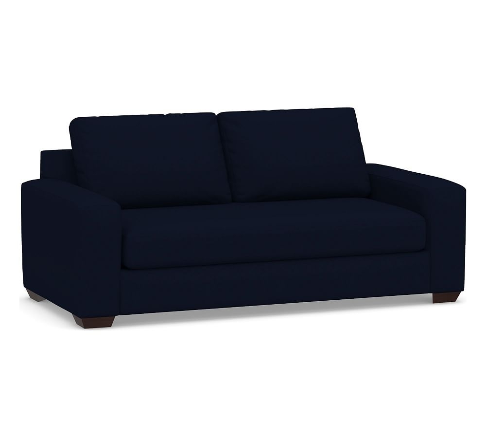 Big Sur Square Arm Upholstered Sofa 82" with Bench Cushion, Down Blend Wrapped Cushions, Performance Everydaylinen(TM) by Crypton(R) Home Navy - Image 0