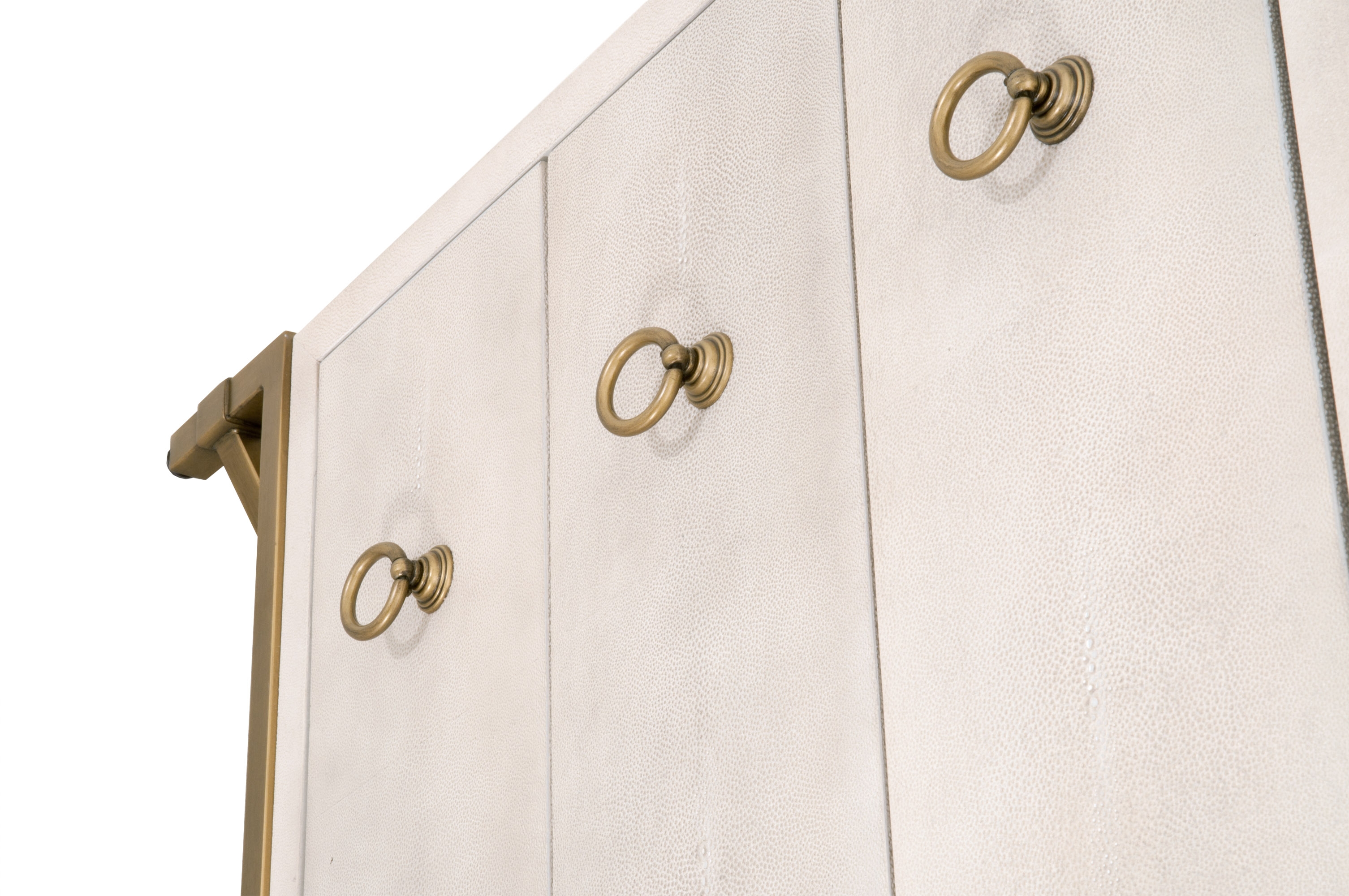 Colette Shagreen 6-Drawer Double Dresser, White & Gold - Image 10