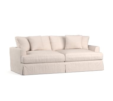 Sullivan Fin Arm Slipcovered Deep Seat Grand Sofa 93", Down Blend Wrapped Cushions, Performance Heathered Basketweave Dove - Image 3