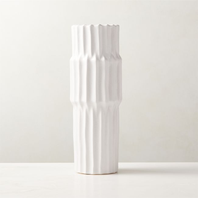 Furrow White Pillar Candle Holder Large - Image 0