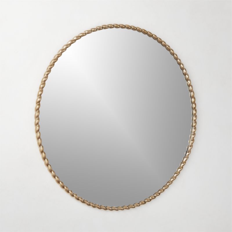 Carrick Round Polished Brass Wall Mirror 36" - Image 1