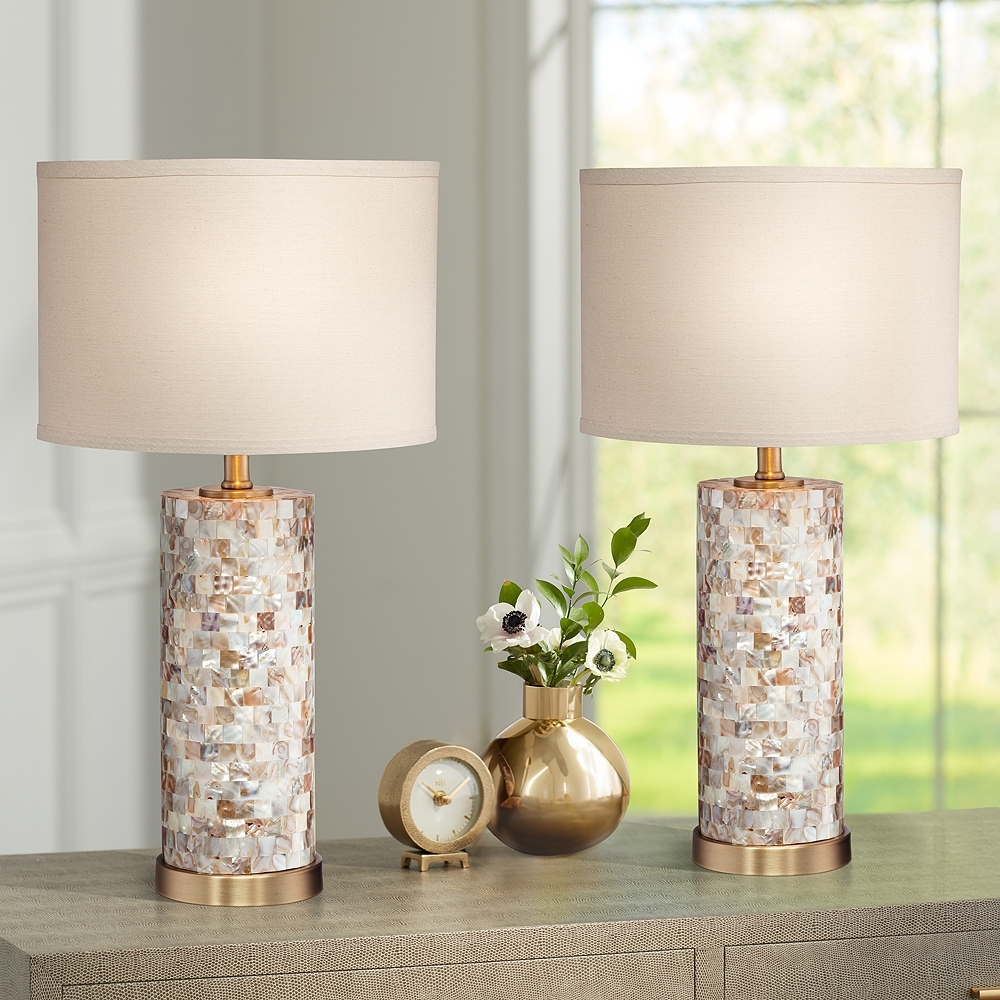 360 Lighting Margaret 23" Mother of Pearl Tile Table Lamps Set of 2 - Image 0