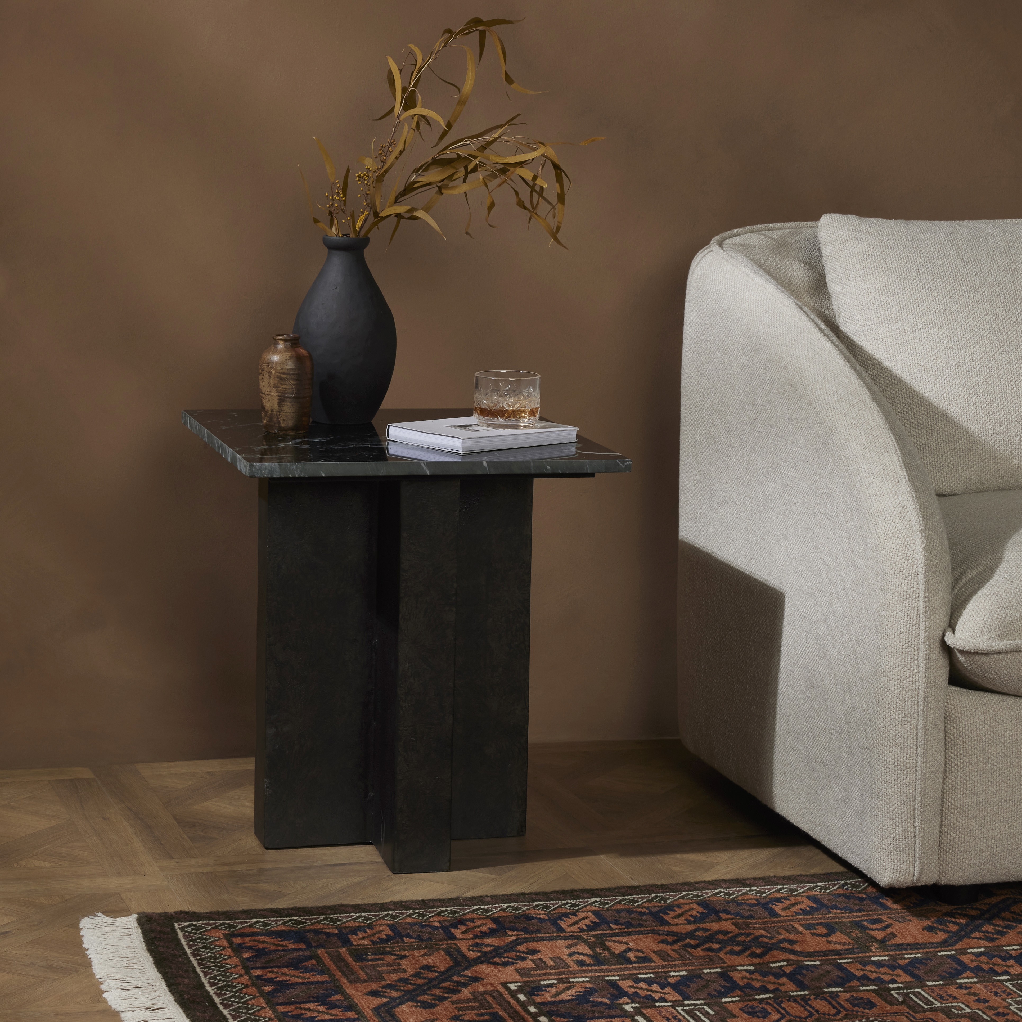 Terrell End Table-Black Marble - Image 1