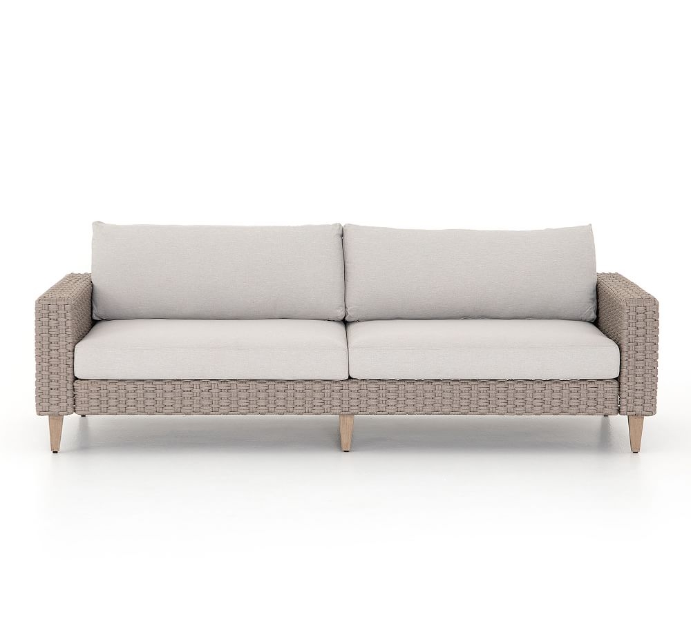 Vizinni Woven 90" Sofa, Stone Grey - Image 0