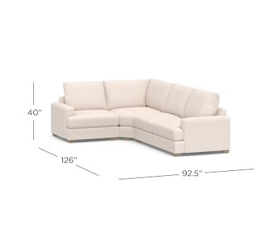 Canyon Square Arm Upholstered Right Arm 3-Piece Wedge Sectional, Down Blend Wrapped Cushions, Performance Heathered Basketweave Dove - Image 3