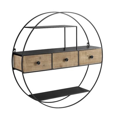 Atkin 3 Piece Circle Metal Accent Shelf with Drawers - Image 0
