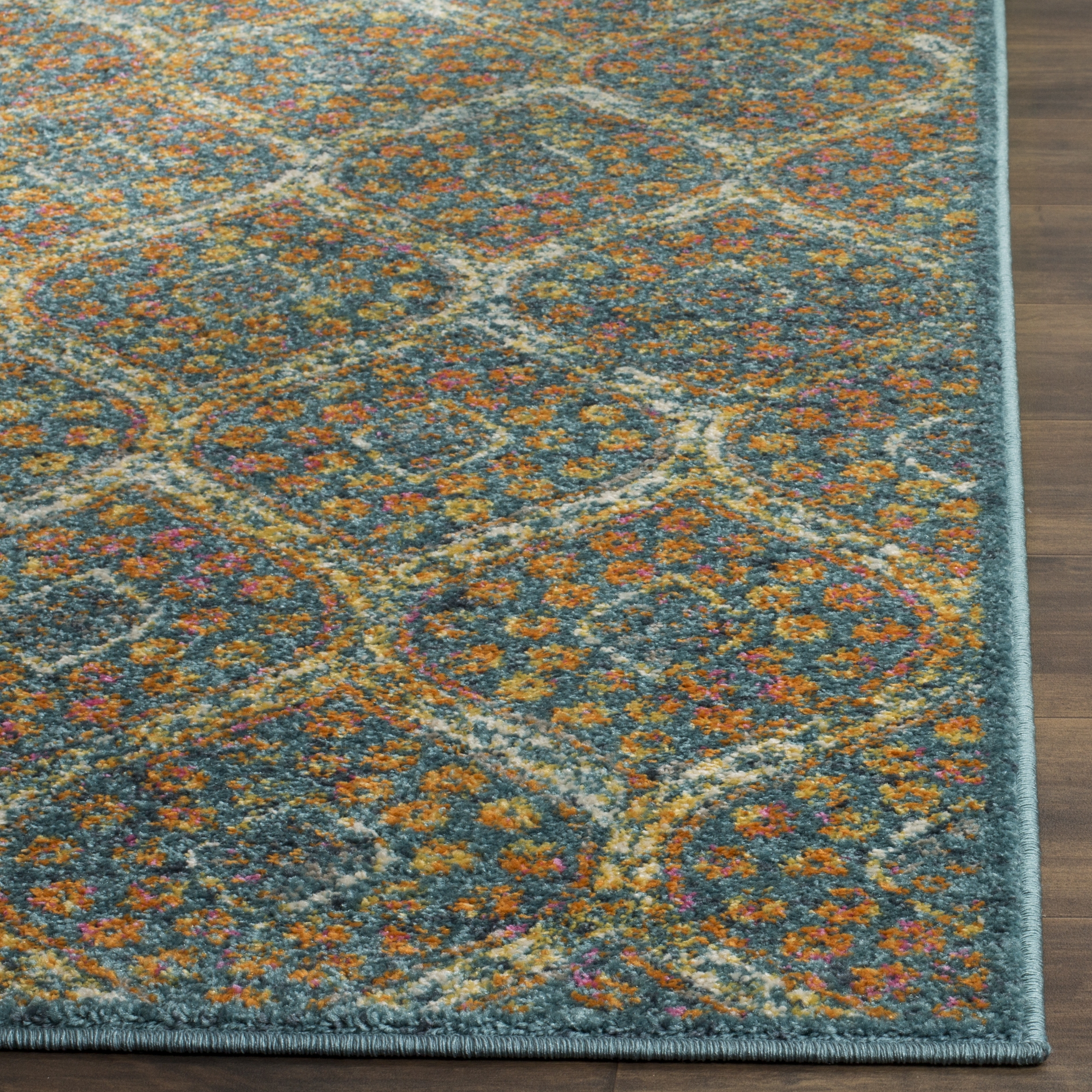 Arlo Home Woven Area Rug, MAD140A, Blue/Orange,  5' 1" X 7' 6" - Image 2
