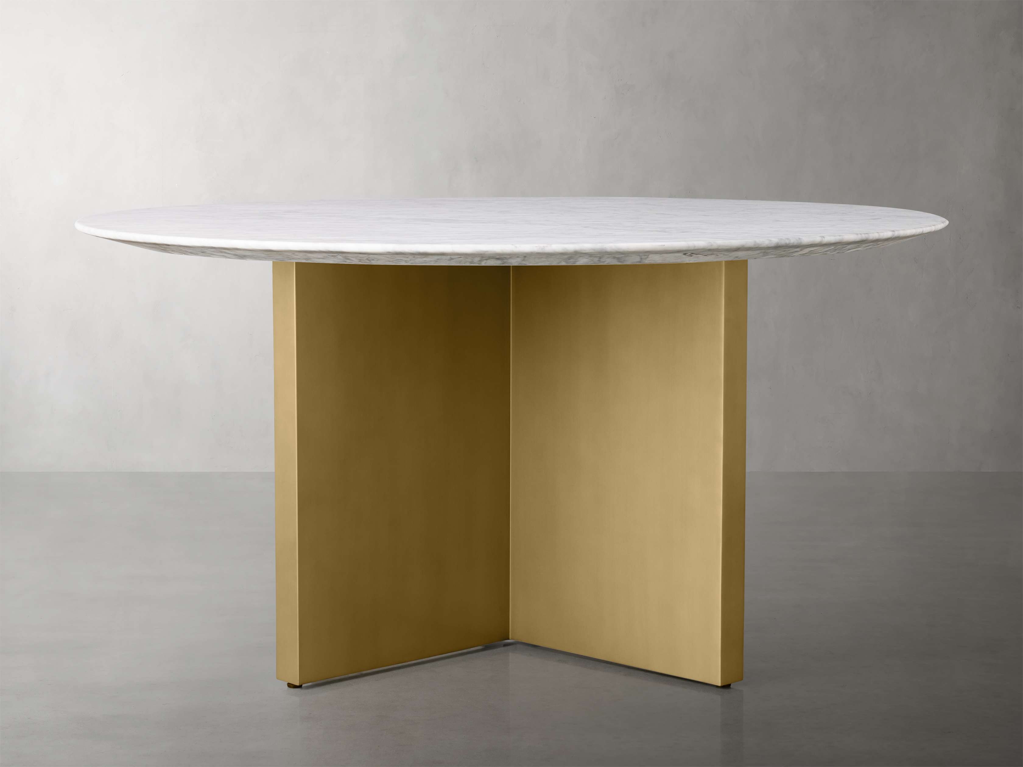 Saint Germain Round Dining Table with Clement Base Stone in White  Carrara/Antique Brass 60" - Image 0