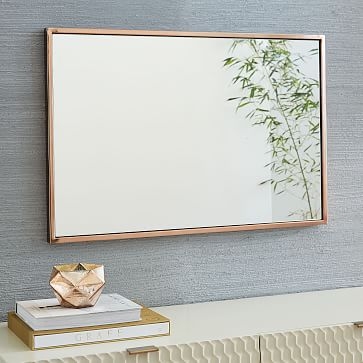Metal Framed Wall Mirror, Rose Gold, UPS - Image 0