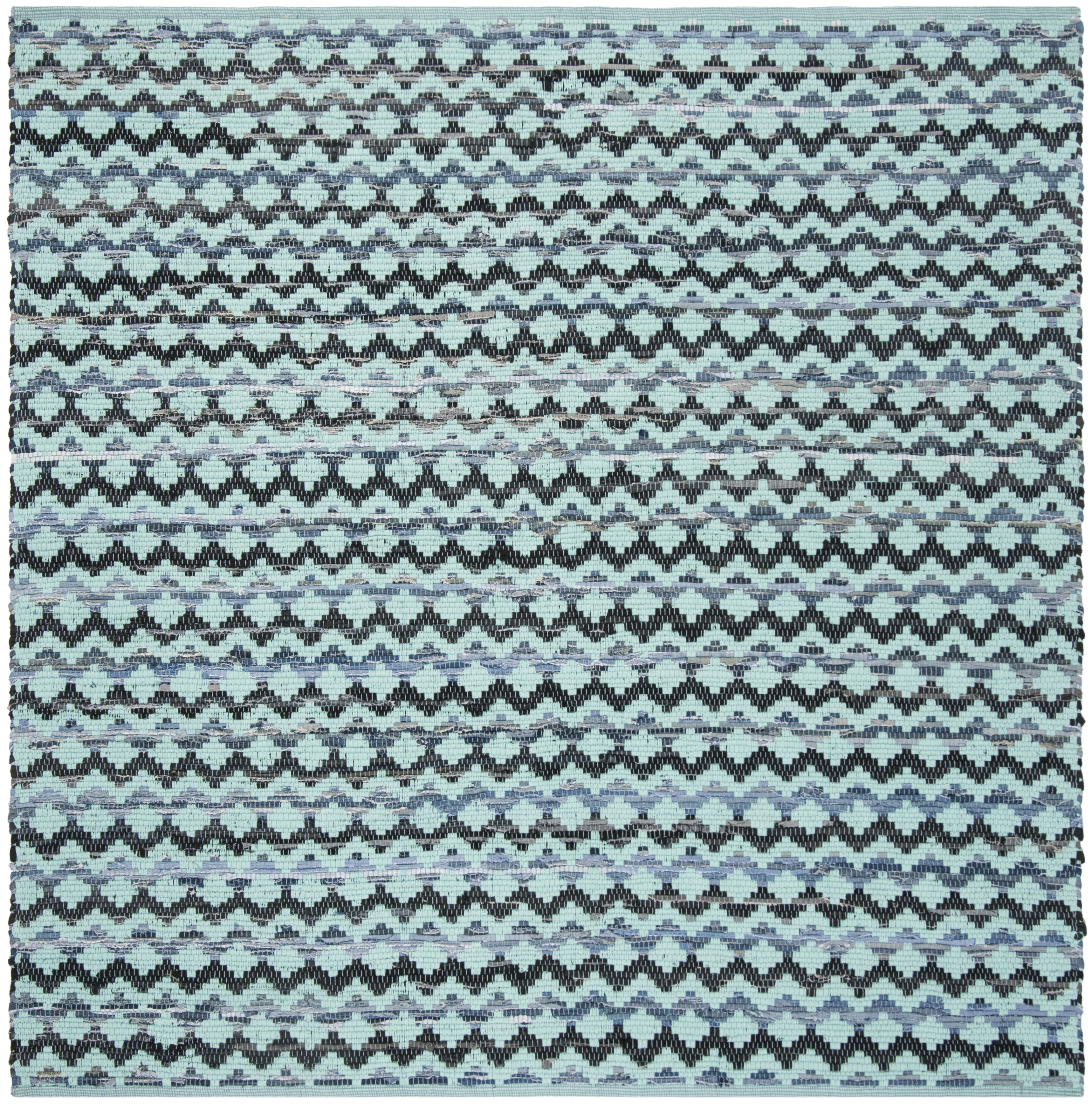 Arlo Home Hand Woven Area Rug, MTK120K, Turquoise/Blue/Black,  6' X 6' Square - Image 0