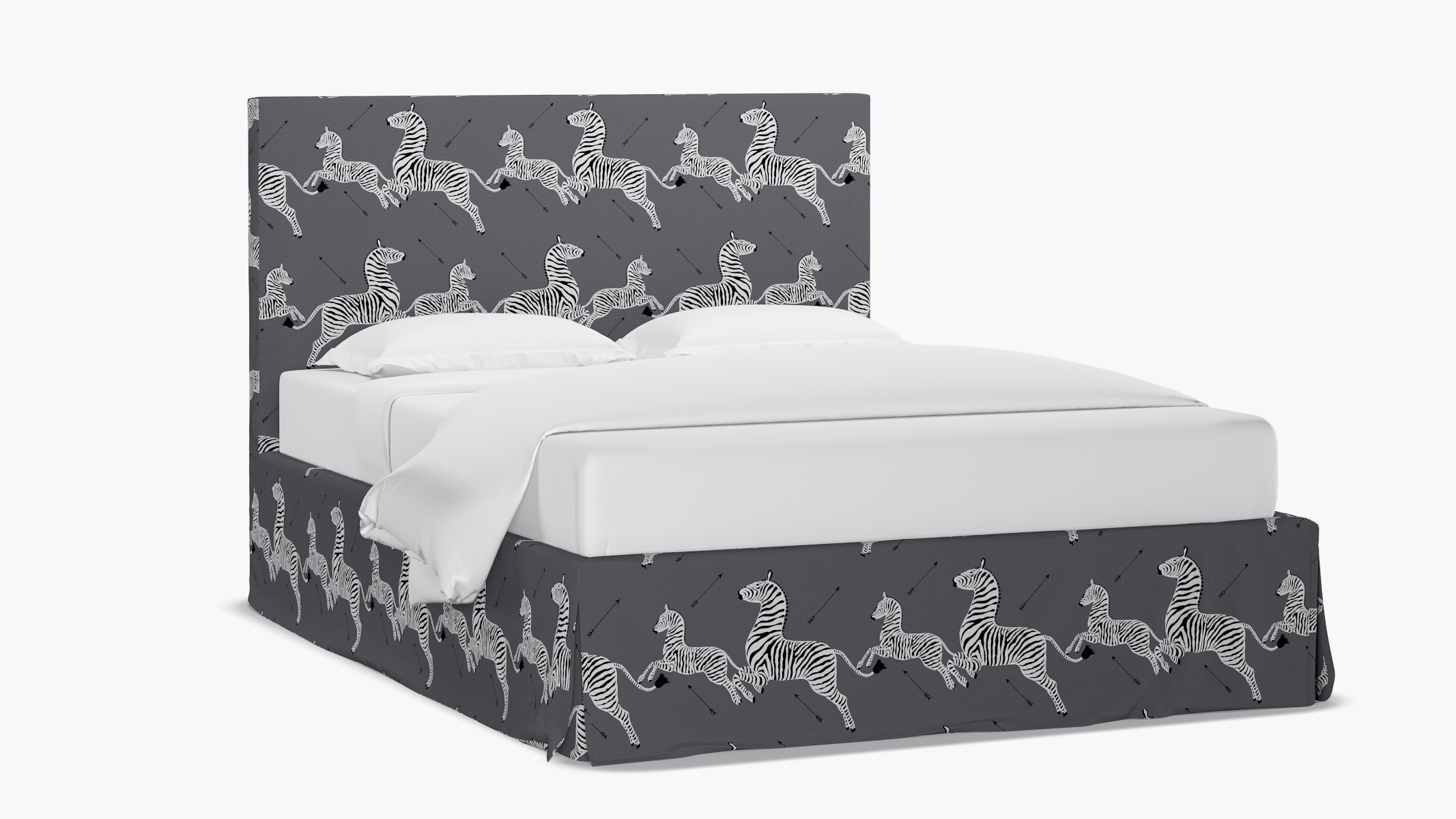 Slipcovered Bed, Slate Zebra, Full - Image 1