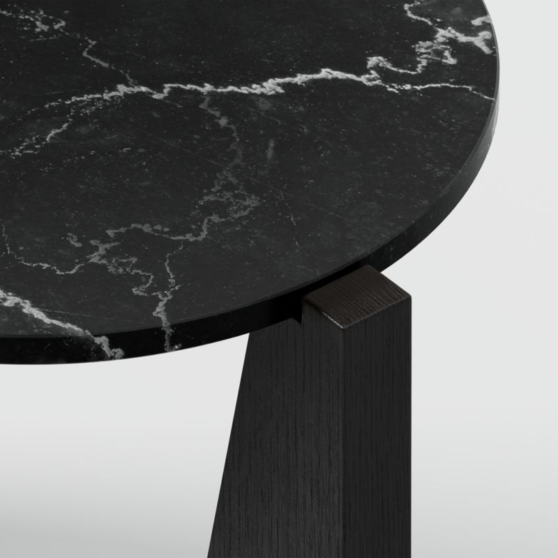 Miro Black Marble Round End Table with Black Ebonized White Oak Wood Base - Image 2