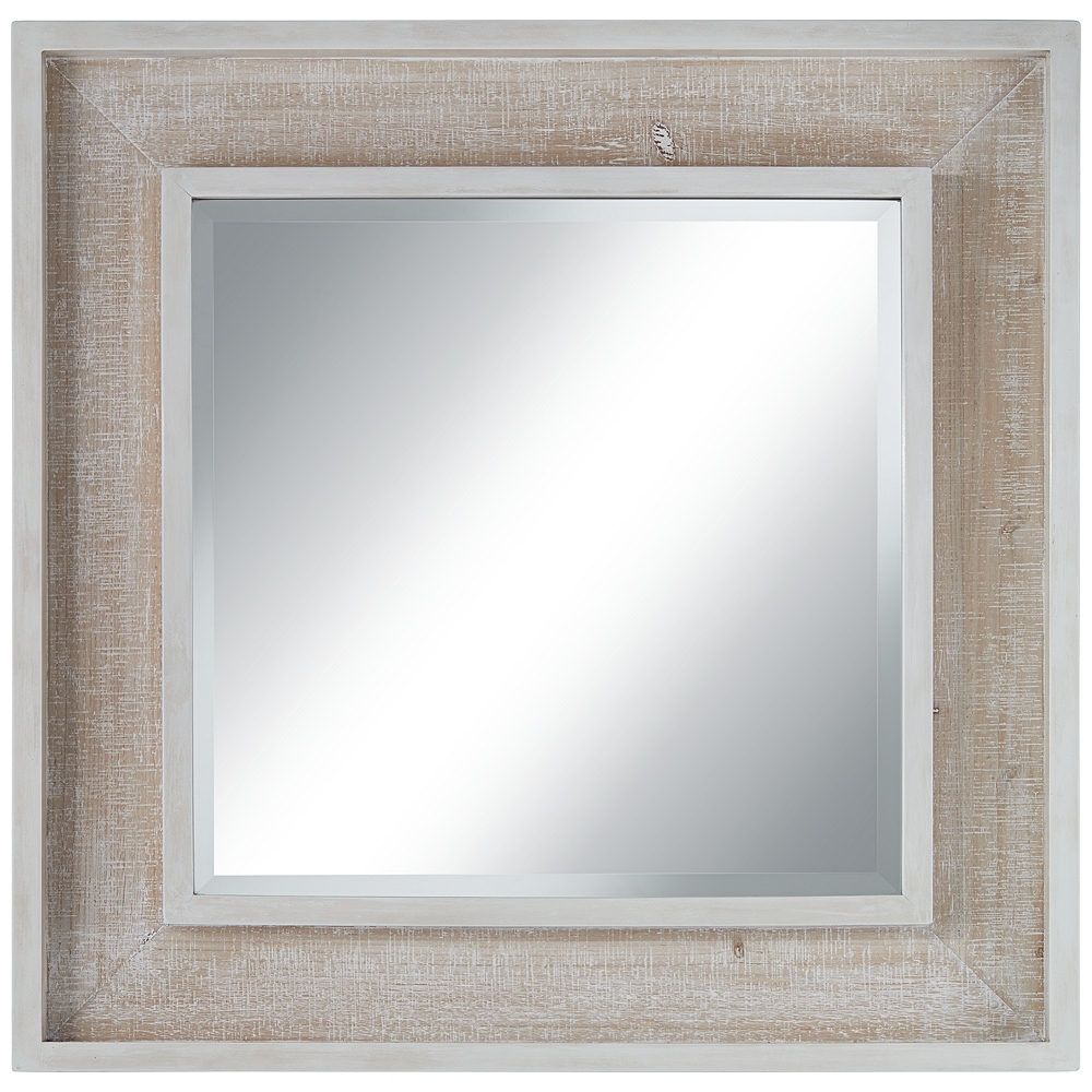 Truly Natural Wood 34" Square Framed Wall Mirror - Style # 87N60 - Image 0
