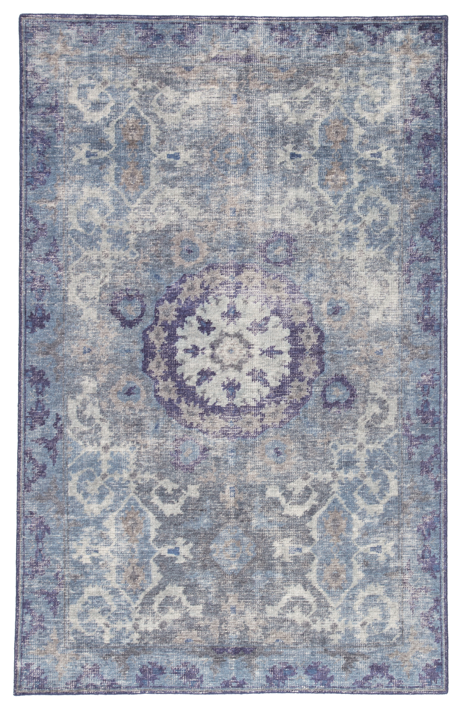 Modify Hand-Knotted Medallion Blue/ Gray Area Rug (8' X 11') - Image 0
