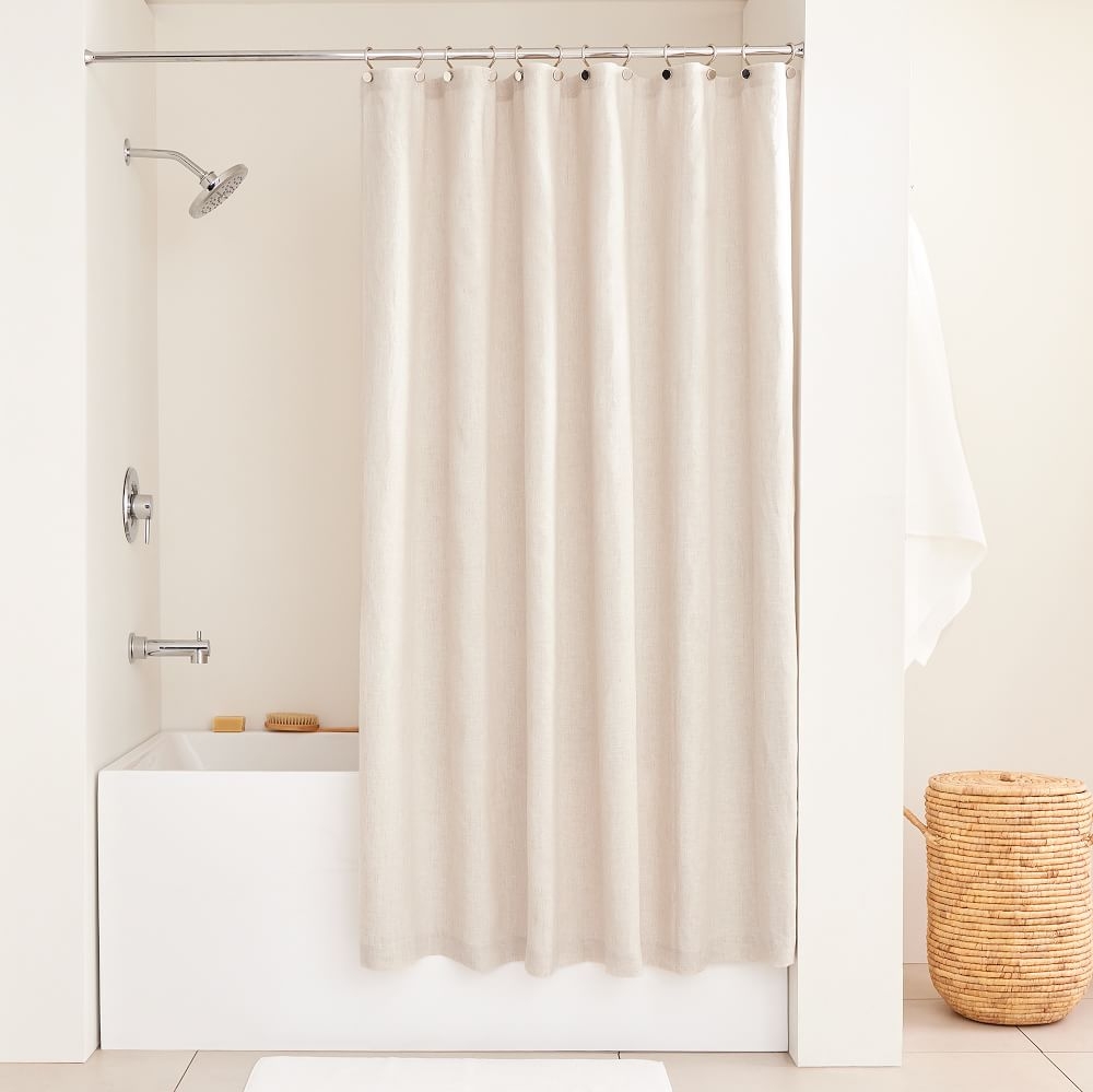 European Linen Shower Curtain 72"x74", Natural Flax - Image 0