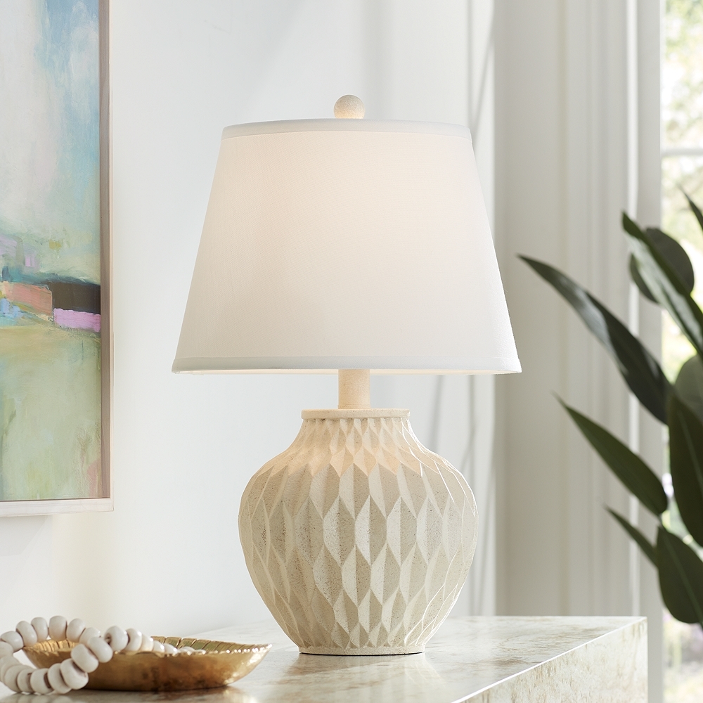 360 Lighting  Buckhead 22" Off-White Geometric Pattern Table Lamp - Image 0