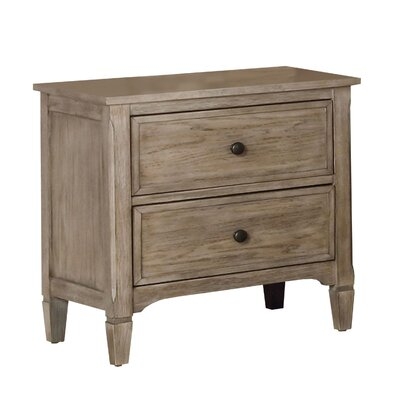 2 Drawer Wooden Nightstand With USB Slot, Gray - Image 0
