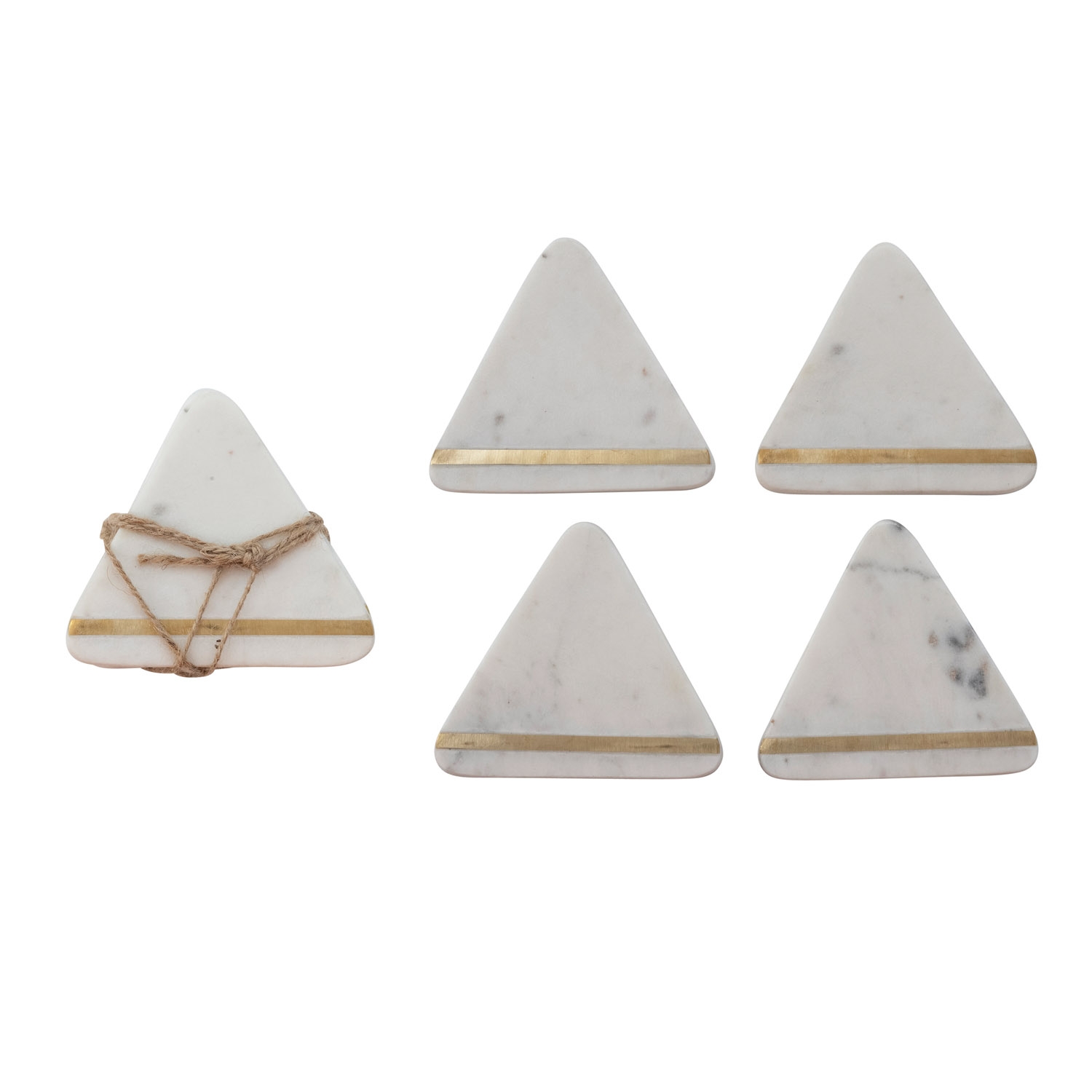 White Marble & Brass Inlay Coasters (Set of 4 Pieces) - Image 0