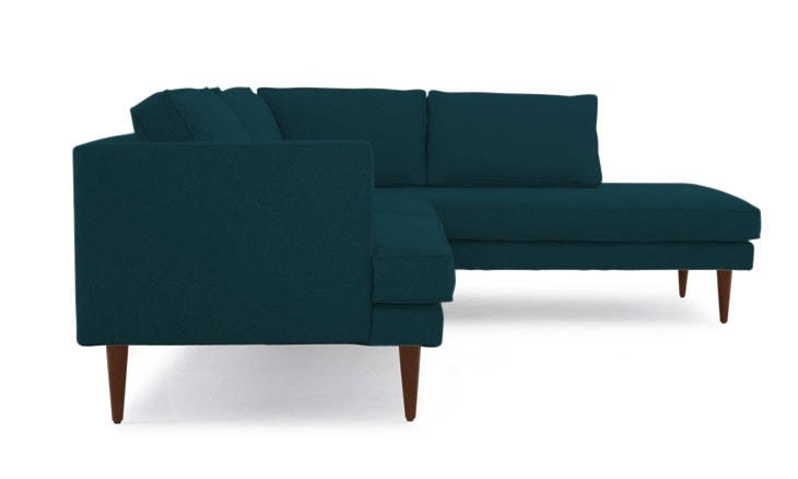 Blue Preston Mid Century Modern Sectional with Bumper (2 piece) - Royale Peacock - Mocha - Left - Image 4