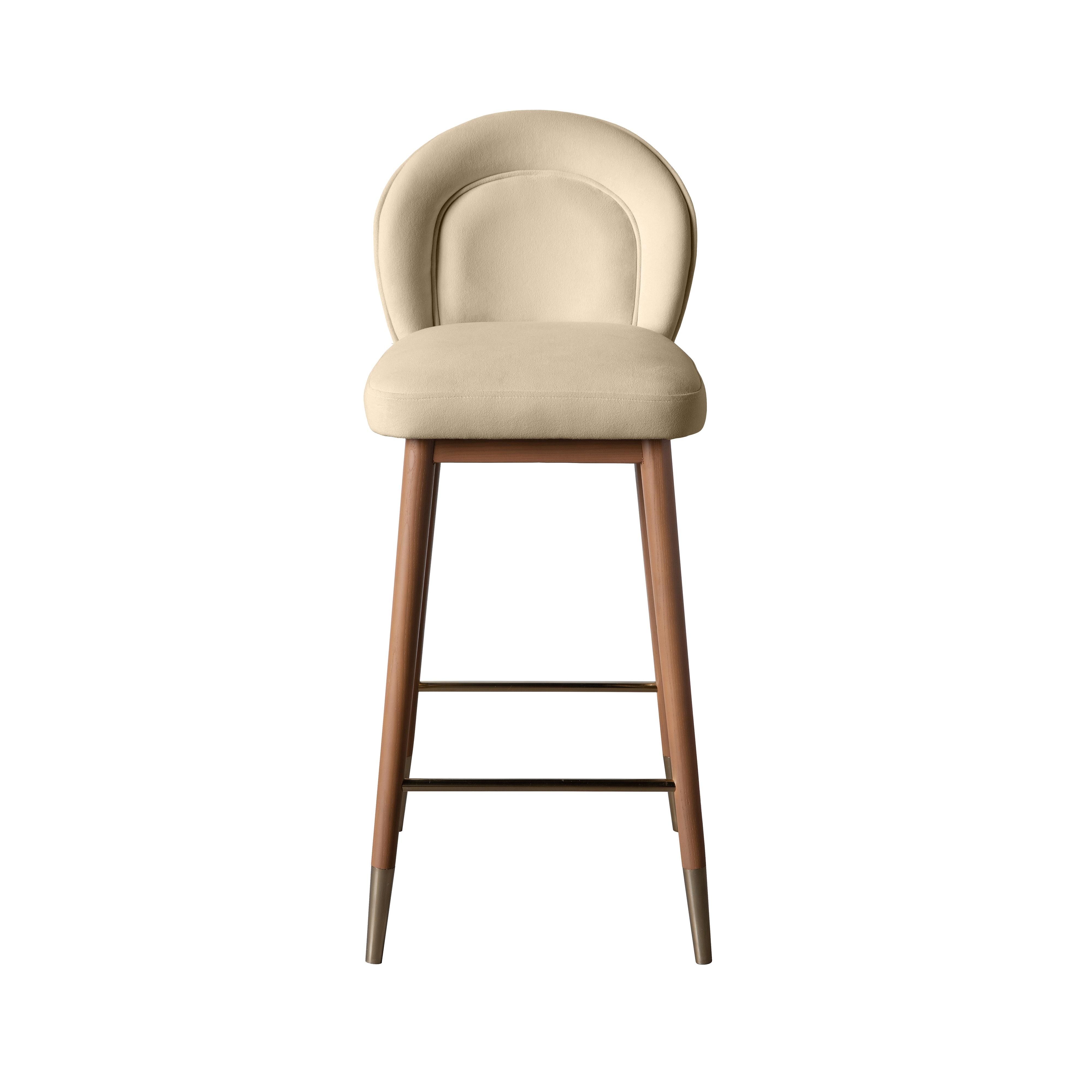 Hailey Cream Velvet Barstool - Image 2