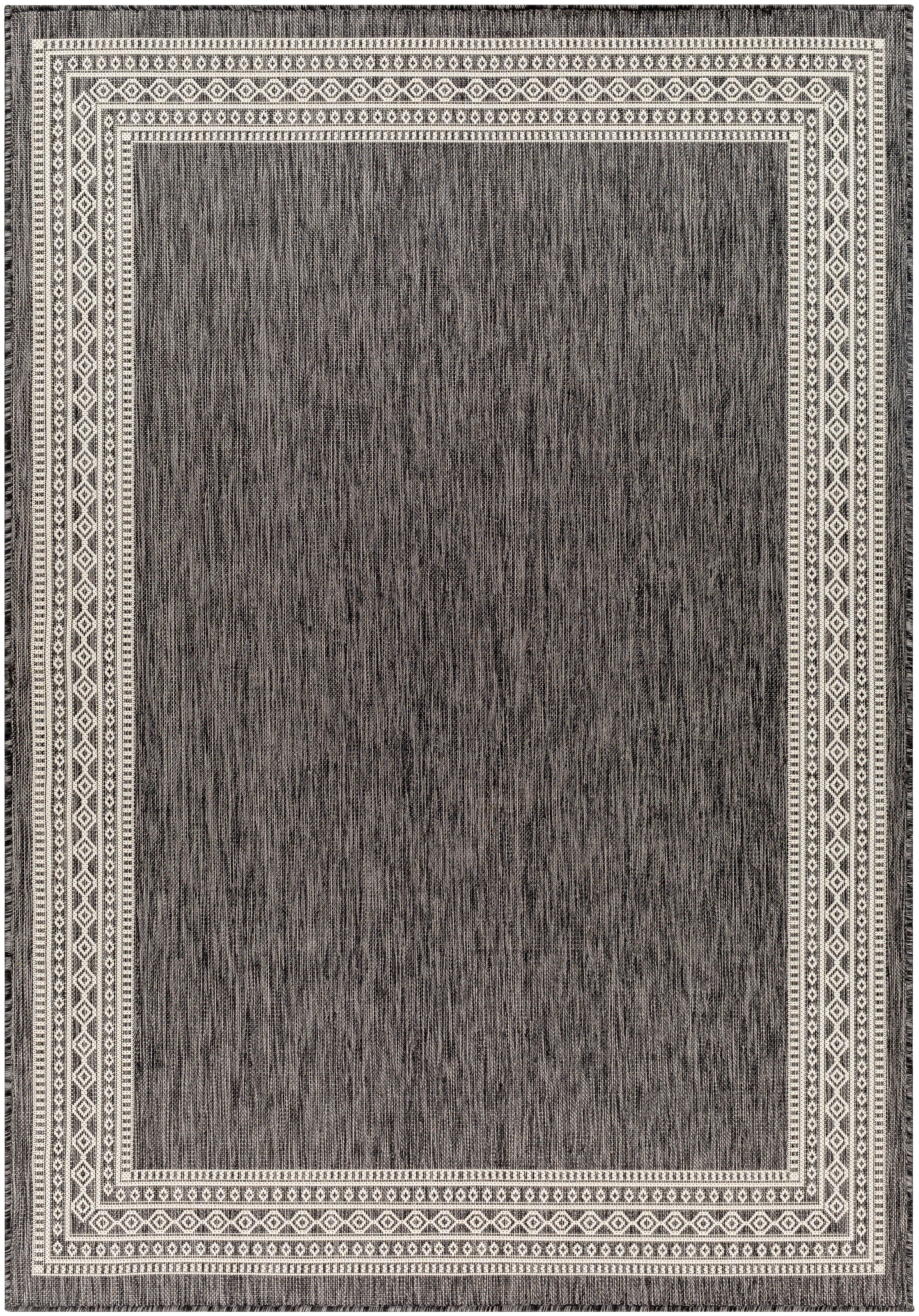 Ravello Black Outdoor 6'7" x 9' Machine Woven Rug - Image 0