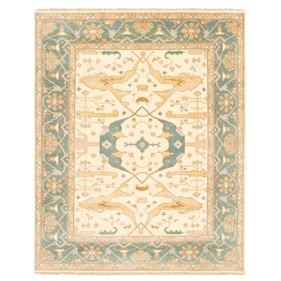 One-of-a-Kind Faiella Hand-Knotted New Age 7'11" x 9'9" Wool Area Rug in Cream/Green - Image 0