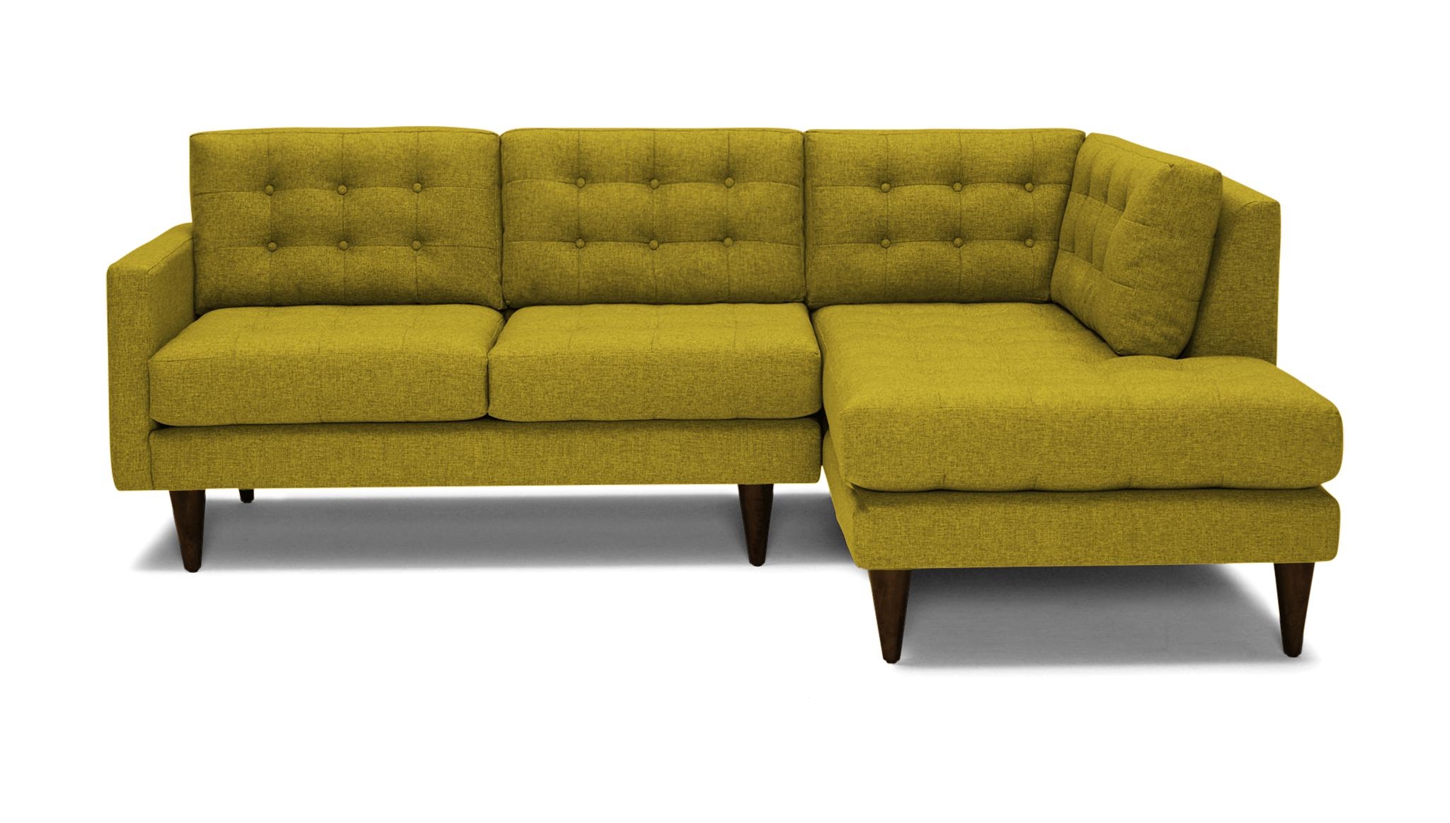 Yellow Eliot Mid Century Modern Apartment Sectional with Bumper - Bloke Goldenrod - Mocha - Right  - Image 0