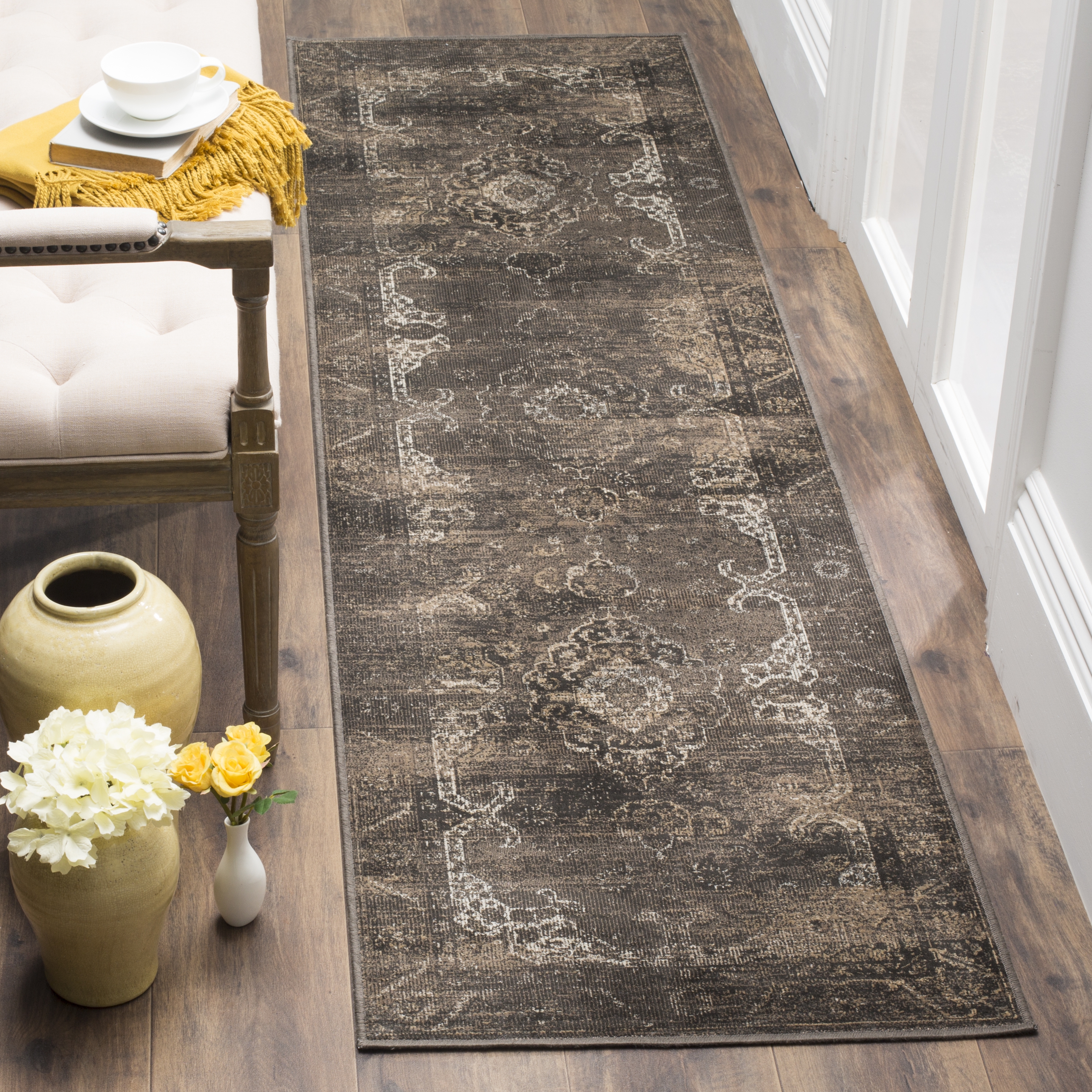 Arlo Home Woven Area Rug, VTG137-3330, Soft Anthracite,  2' 2" X 8' - Image 1