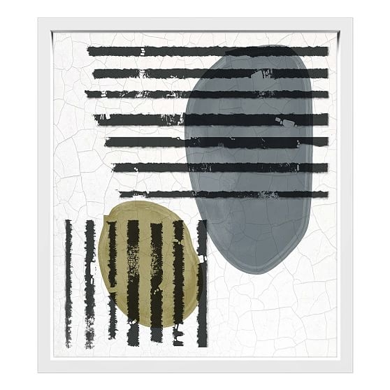 Through The Blinds Floater Framed Canvas Painting Blue Small - Image 0