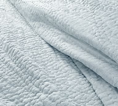 Blue Frost Belgian Flax Linen Handcrafted Quilt, Twin - Image 1