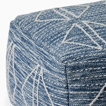 Reflected Diamonds Pouf, Ocean Blue, 22"x22"x13" - Image 1