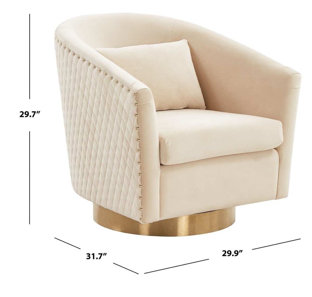 Clara Quilted Swivel Tub Chair - Cream - Image 5