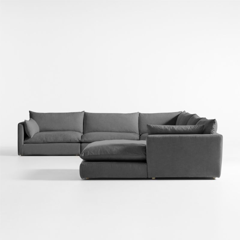 Unwind Modular 6-Piece L-Shaped Slipcovered Sectional Sofa with Chaise Lounge - Image 2