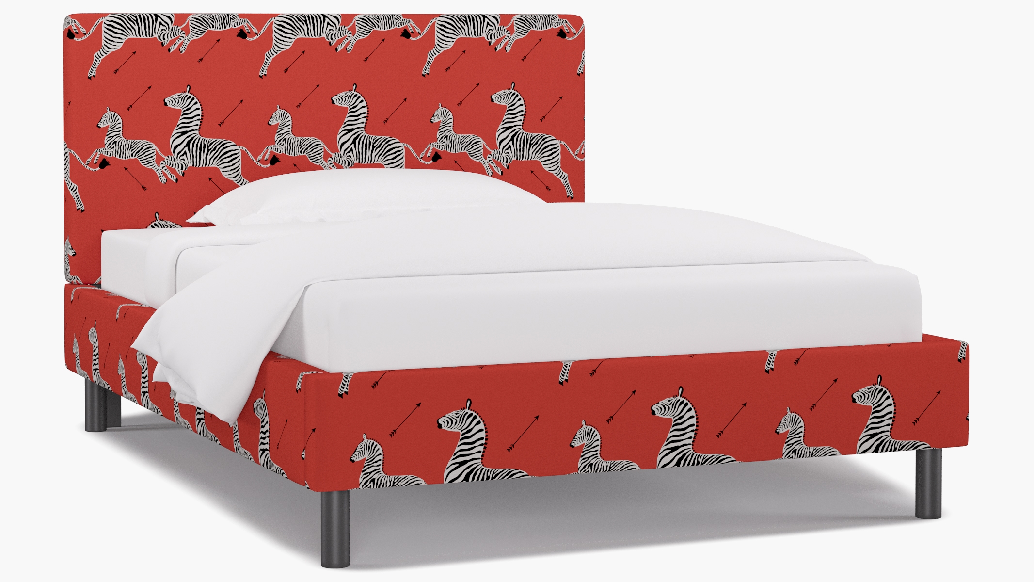 Tailored Platform Bed, Coral Zebra, Full - Image 1