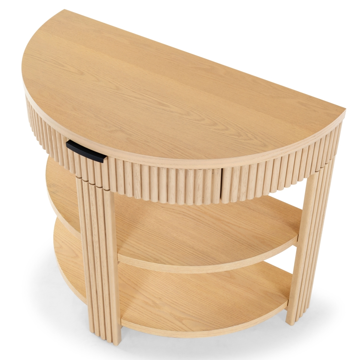 Shelbie Reeded Console Table - Oak/Black - Image 6